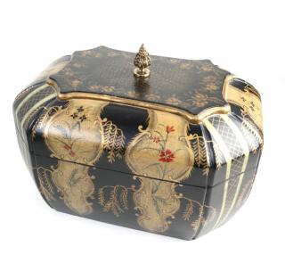 Appraisal: Regency Style Painted Box Having an acanthus leaf finial H