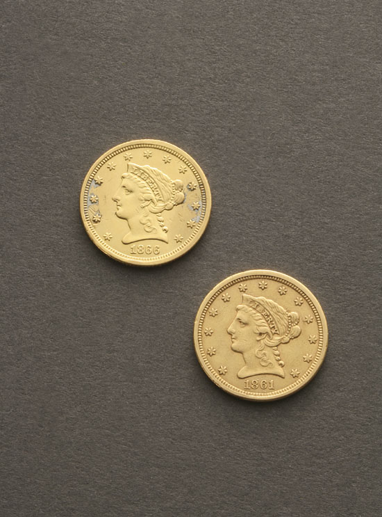 Appraisal: Two U S Quarter Eagle Two-and-One-Half-Dollar Gold Coins Dated and