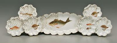 Appraisal: Limoges fish set platter with shell borders in with six