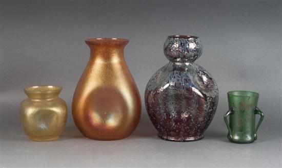 Appraisal: Three Continental opalescent glass pinched-form vases and an opalescent glass