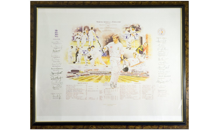 Appraisal: Framed Print of England v South Africa nd Test played