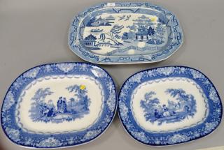 Appraisal: Three piece lot to include a large Staffordshire deep platter