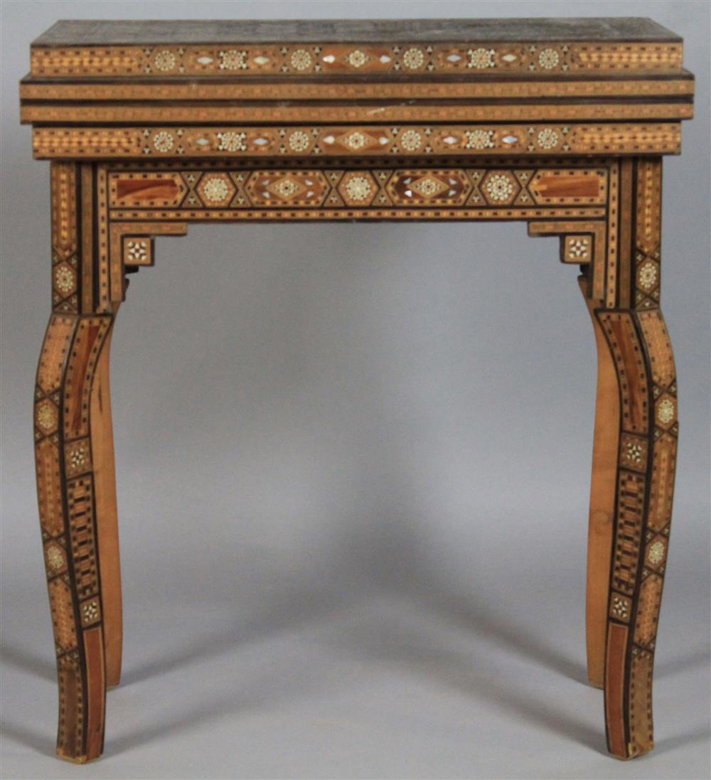 Appraisal: MOORISH STYLE HIGHLY INLIAD CARD TABLE having a hinged rotating