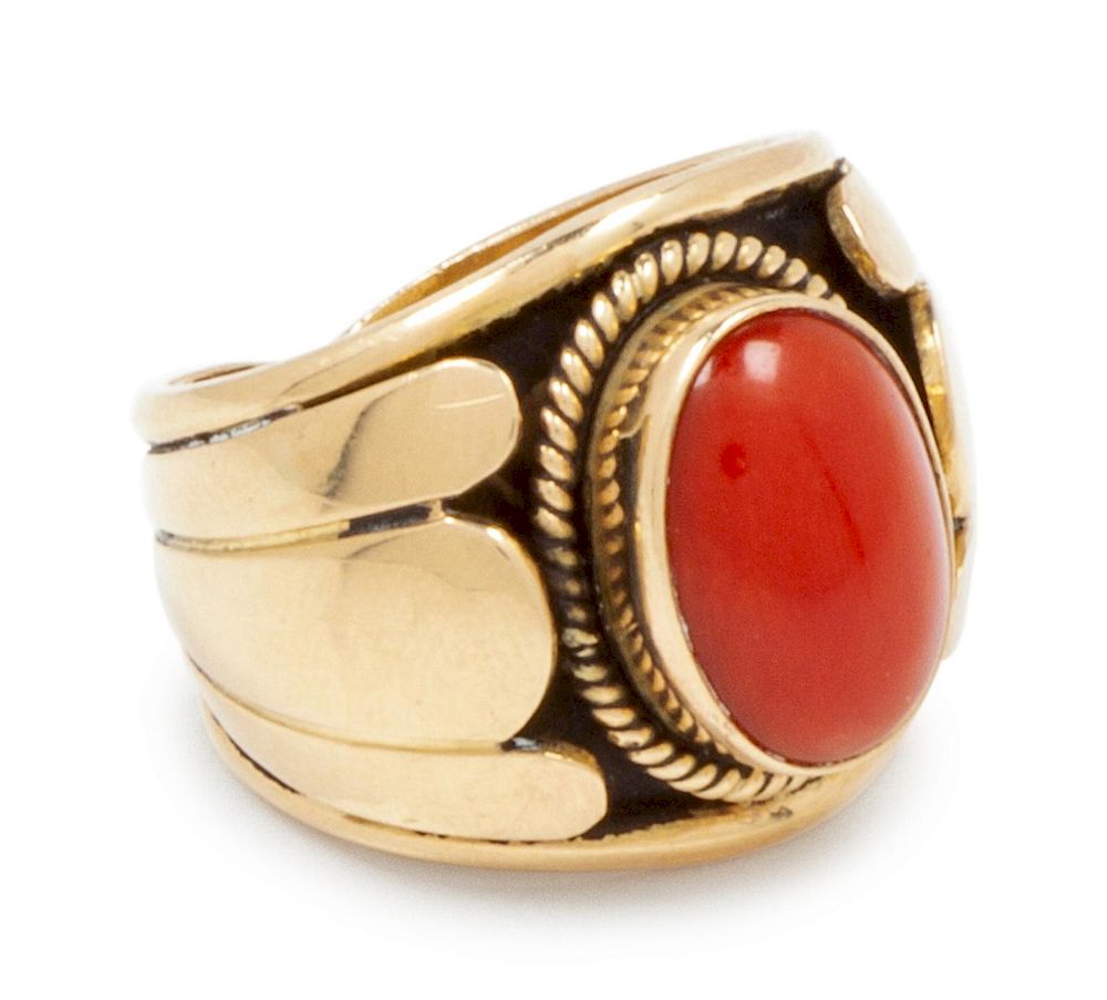 Appraisal: k Gold and Coral Ring k Gold and Coral Ring