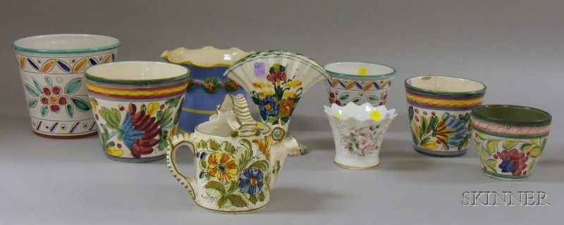 Appraisal: Nine Assorted Ceramic Items including eight hand-painted Italian pottery items