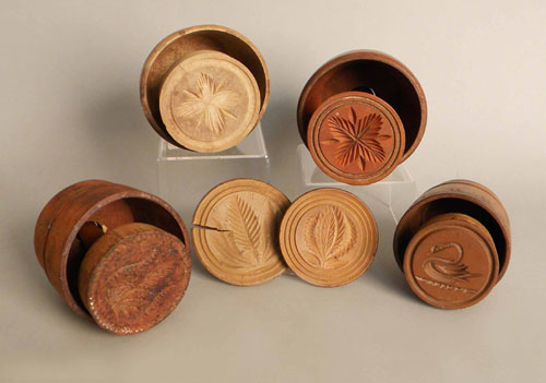 Appraisal: Six carved and turned buttermolds