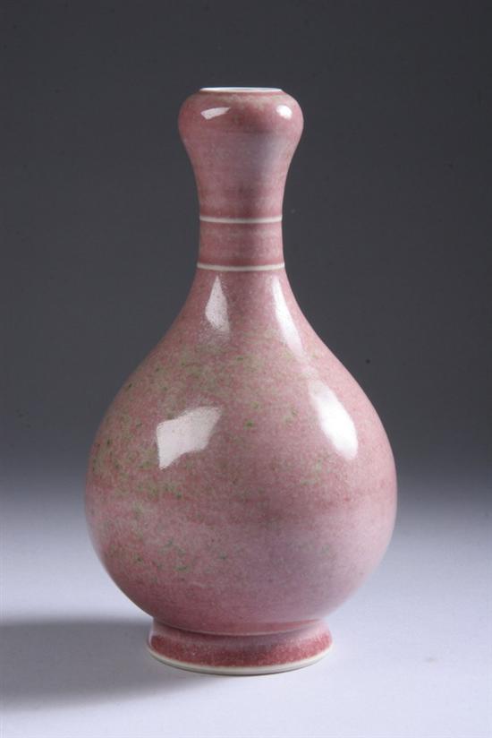 Appraisal: CHINESE PEACH BLOOM PORCELAIN VASE Yongzheng six-character underglazed blue mark