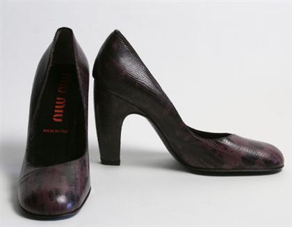 Appraisal: Purple Miu Miu high-heel pumps contemporary Round-toe reptile-embossed leather Size