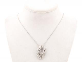 Appraisal: Platinum Necklace with Diamond Cluster Pendant A ladies' platinum pendant