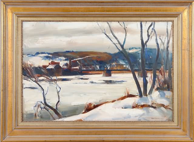 Appraisal: Frozen Delaware oil on canvas x SLR John Folinsbee James