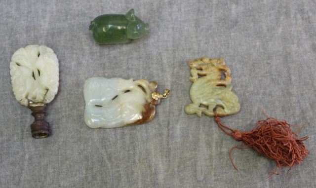 Appraisal: Chinese Jade Lot Includes a jade or jadeite pig a