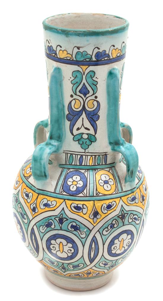 Appraisal: Sale Lot A Persian Hand-Painted Ceramic Vase having a turquoise