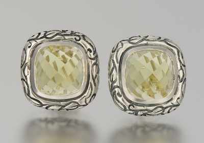 Appraisal: A Pair of Sterling Silver and Citrine Earrings by SeidenGang