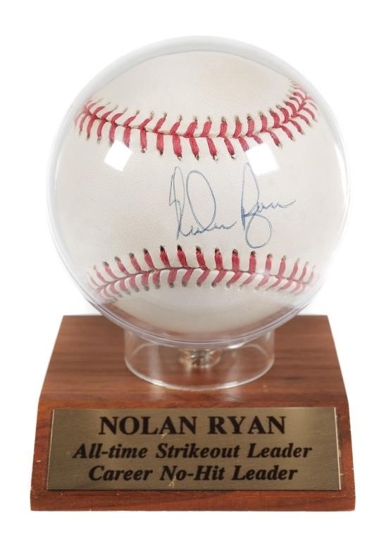 Appraisal: MLB HOF Nolan Ryan signed baseball display case Excellent condition