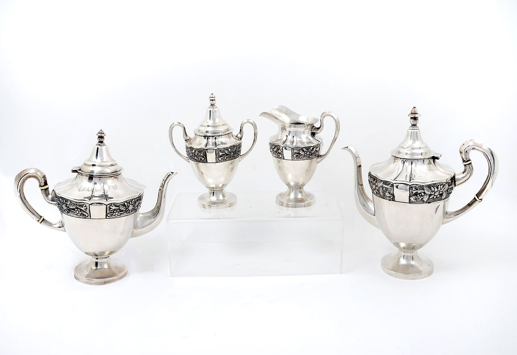 Appraisal: PC MACIEL STERLING TEA SET Approx Troy ounces Comprising -