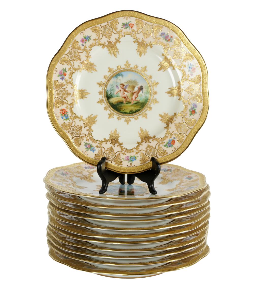 Appraisal: SET OF TWELVE AUSTRIAN PORCELAIN PLATESeach with painted gilt mark