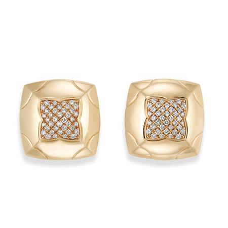 Appraisal: Pair of Gold and Diamond Earclips Bulgari Estimate -