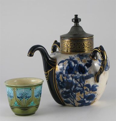 Appraisal: A Minton Secessionist jardiniere and a Doulton Burslem teapot and