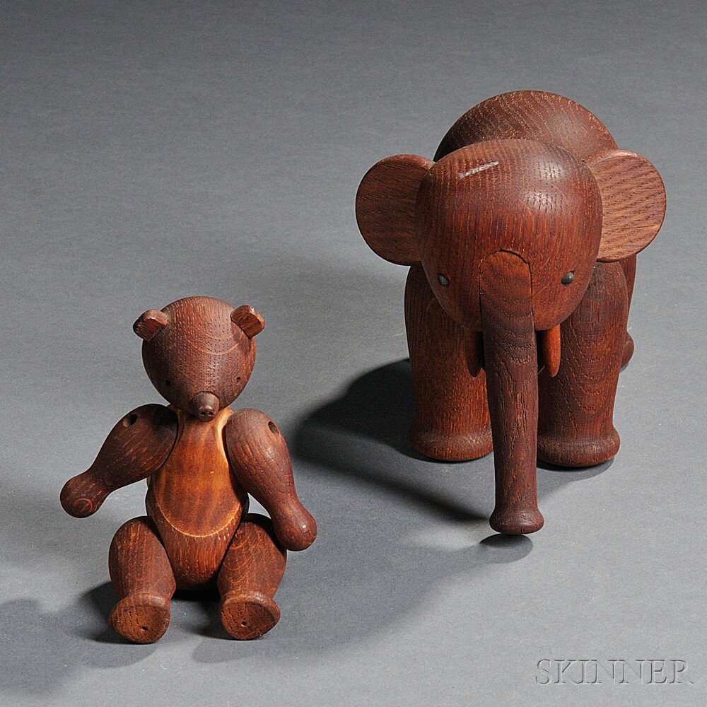 Appraisal: Design Research Elephant and Monkey Figures Wood Denmark mid- th