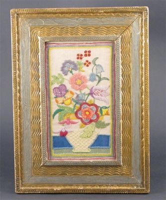 Appraisal: Group of Flowers' a Rowley Gallery framed embroidery by Winifred