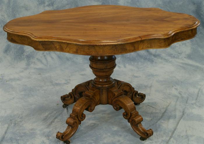 Appraisal: Elmwood Victorian scalloped top tilting breakfast table x high Estimate