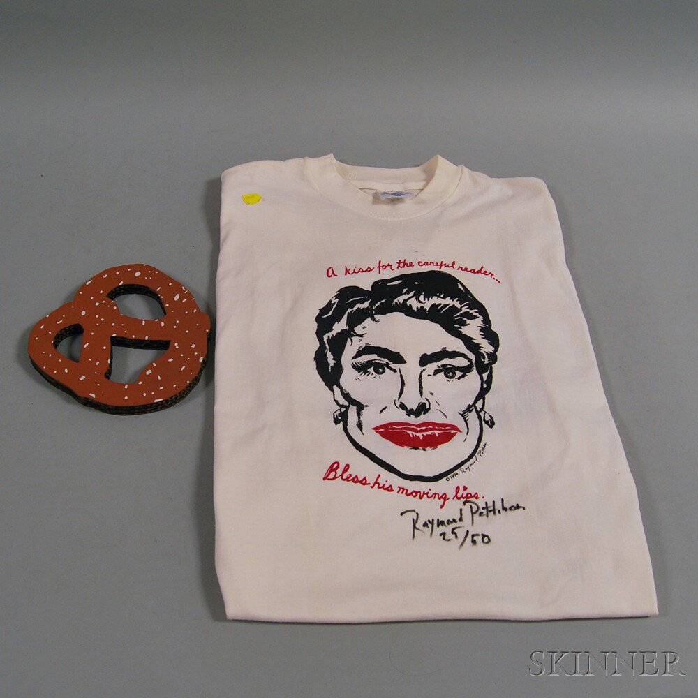 Appraisal: Claes Oldenburg Pretzel and a Raymond Pettibon T-shirt shirt reading