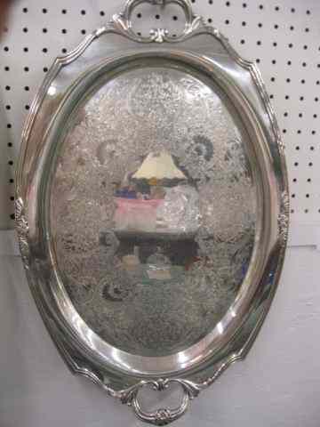 Appraisal: Rogers Silverplate Tray ''Eternally Yours'' oval '' x ''