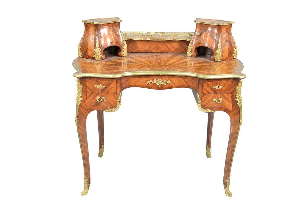 Appraisal: Louis XV Style Writing Desk having double cabinet top over