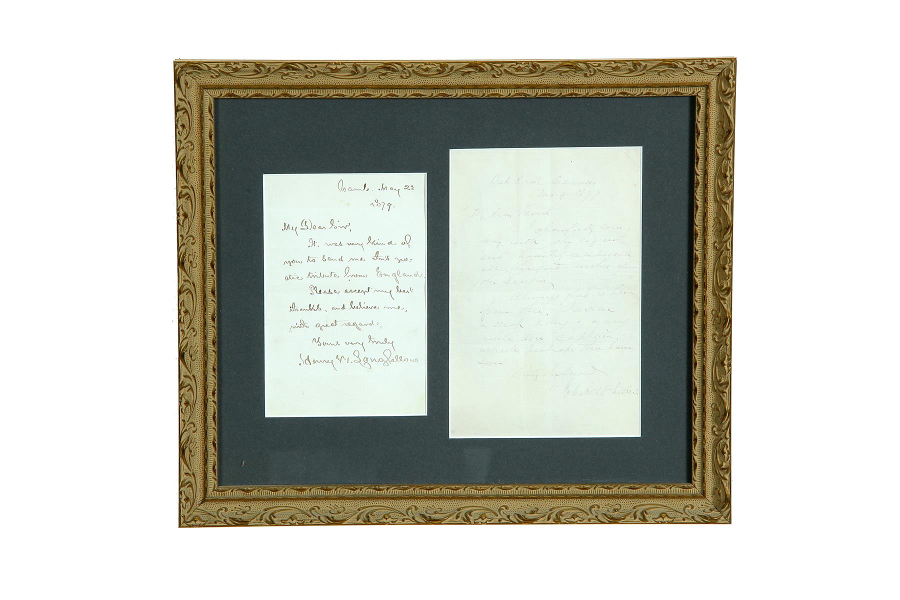 Appraisal: AUTOGRAPH LETTERS SIGNED BY HENRY WORDSWORTH LONGFELLOW AND JOHN GREENLEAF