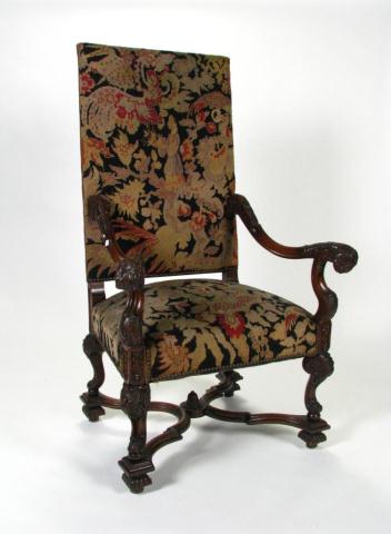 Appraisal: Armchair Third quarter th century French neo-classical scenic needlepoint upholstery