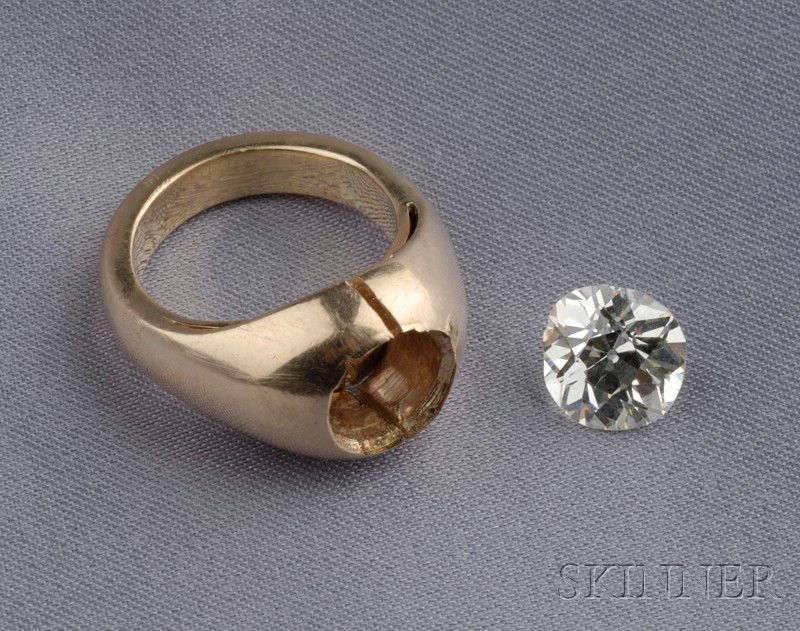 Appraisal: Unmounted Diamond the cushion-cut stone weighing cts with a kt