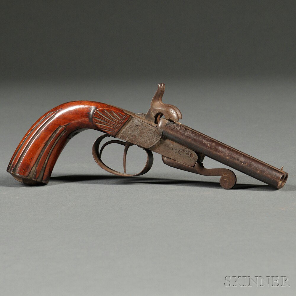 Appraisal: Continental Double Barrel Pistol c mid to late th century