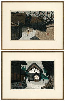 Appraisal: Two Kiyoshi Saito woodblock prints - village scenes with seal