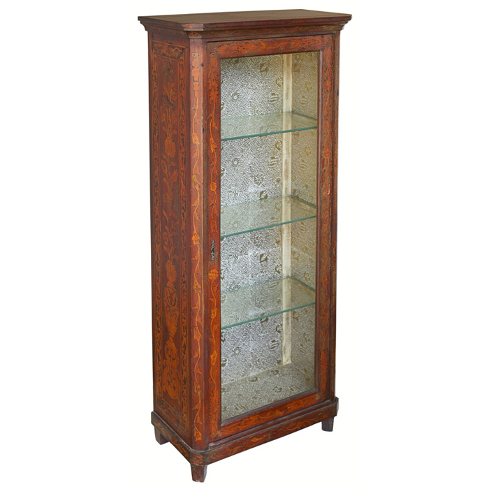 Appraisal: Dutch Marquetry lighted cabinet late th Century inlaid with a