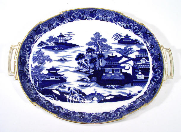 Appraisal: Oval Victorian Copeland china tray transfer printed with blue willow