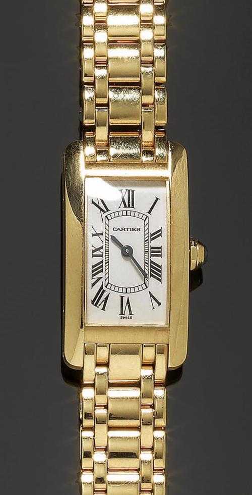 Appraisal: LADY'S WRISTWATCH CARTIER TANK AMERICAINE Yellow gold Ref W K