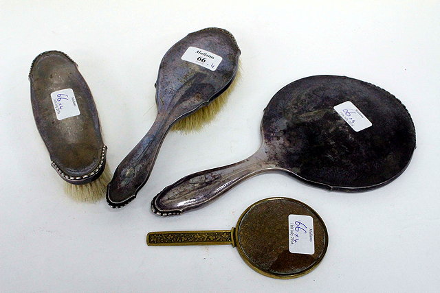 Appraisal: AN EARLY TH CENTURY DANISH SILVER BACKED DRESSING SET possibly