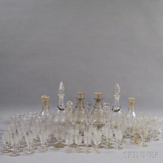 Appraisal: Approximately Eighty Colorless Glass Tableware Items including a pair of