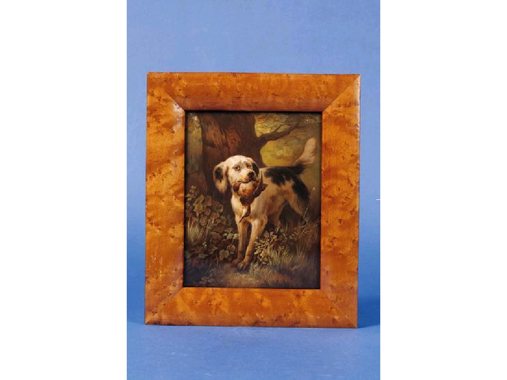 Appraisal: A KPM BERLIN PORCELAIN PLAQUE painted with a sporting dog