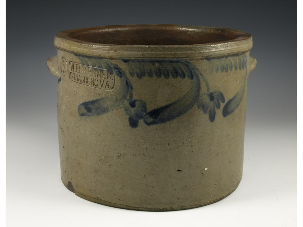 Appraisal: Virginia Pottery Crock WB Kenner th c salt glazed stoneware