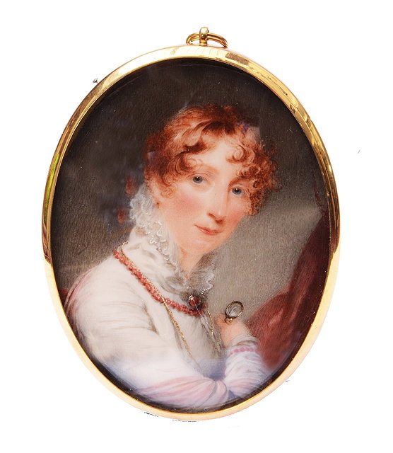 Appraisal: THOMAS HARGREAVES - An oval miniature portrait of Mary Lee