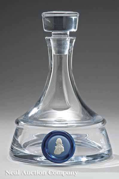 Appraisal: A Wedgwood Glass Decanter having a cobalt glass medallion mounted