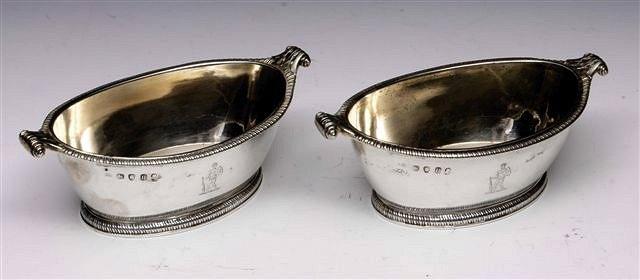 Appraisal: A PAIR OF GEORGE III SILVER SALTS oval in shape