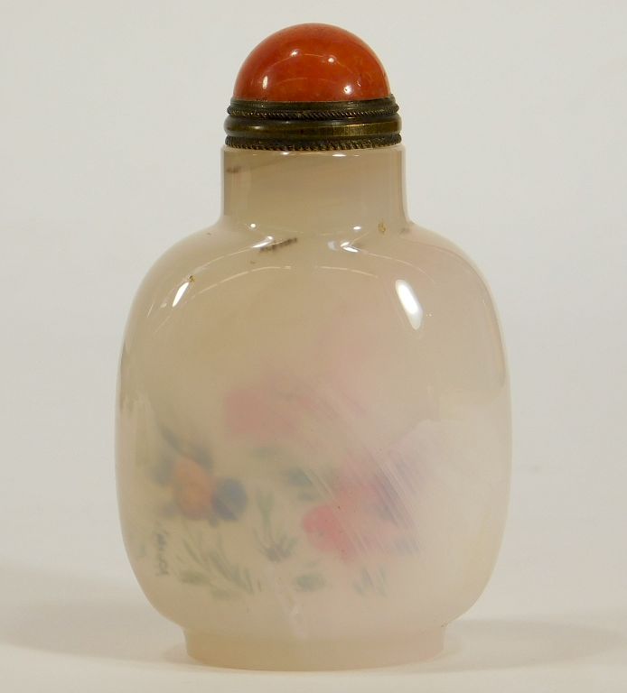 Appraisal: Chinese Painted Agate Hardstone Snuff Bottle China th-Early th Century