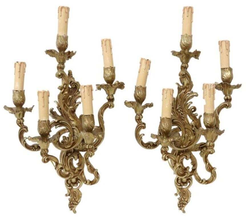 Appraisal: pair Louis XV style gilt metal wall sconces th c