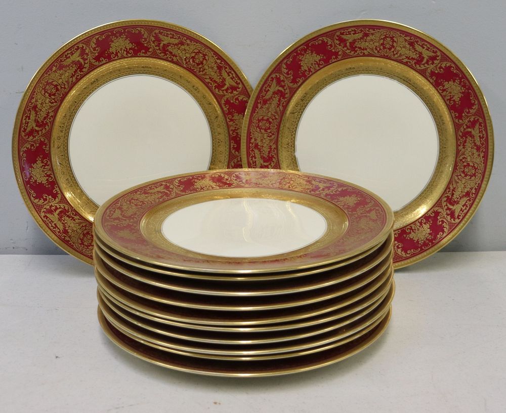 Appraisal: Rosenthal Set Of Enamel Decorated Porcelain Dinner Plates From a