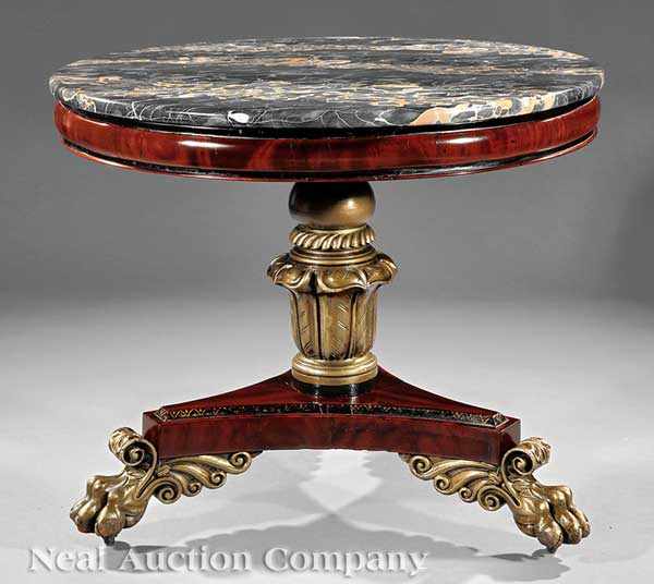 Appraisal: An American Classical Carved Mahogany and Gilt-Decorated Center Table c