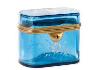 Appraisal: Continental Sapphire Blue Painted Dresser Box Continental likely Bohemian late