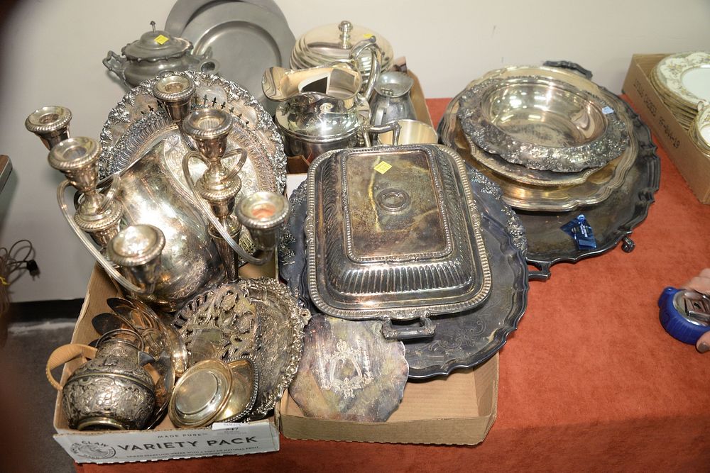 Appraisal: Large Lot of Various Silverplate and Pewter to include pitchers