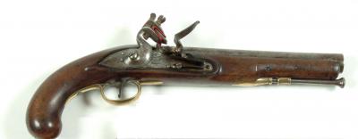 Appraisal: A FLINTLOCK HEAVY VOLUNTEER DRAGOON PISTOL with steel barrel Birmingham